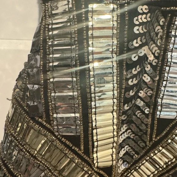 Peace + Love Black High Neck Embellished Bodycon Dress - Picture 8 of 16